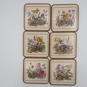 Pimpernel Acrylic Coasters MEADOW FLOWERS Original Box Set of 6